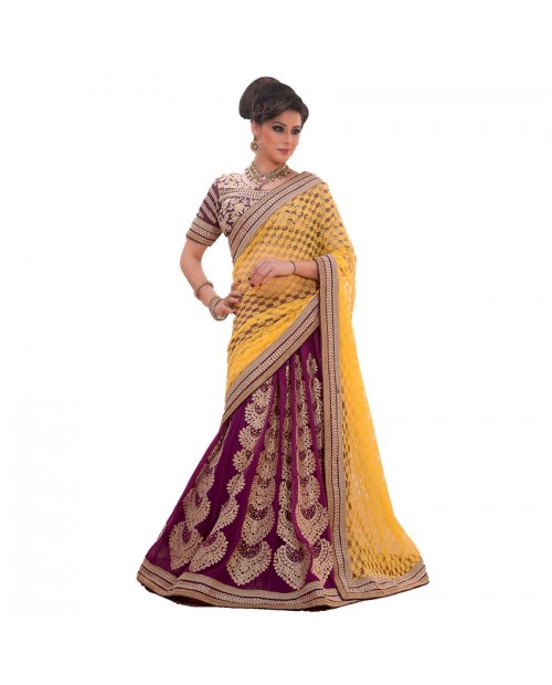 KITESHOP Eye-Catching Maroon Designer Lehenga Saree